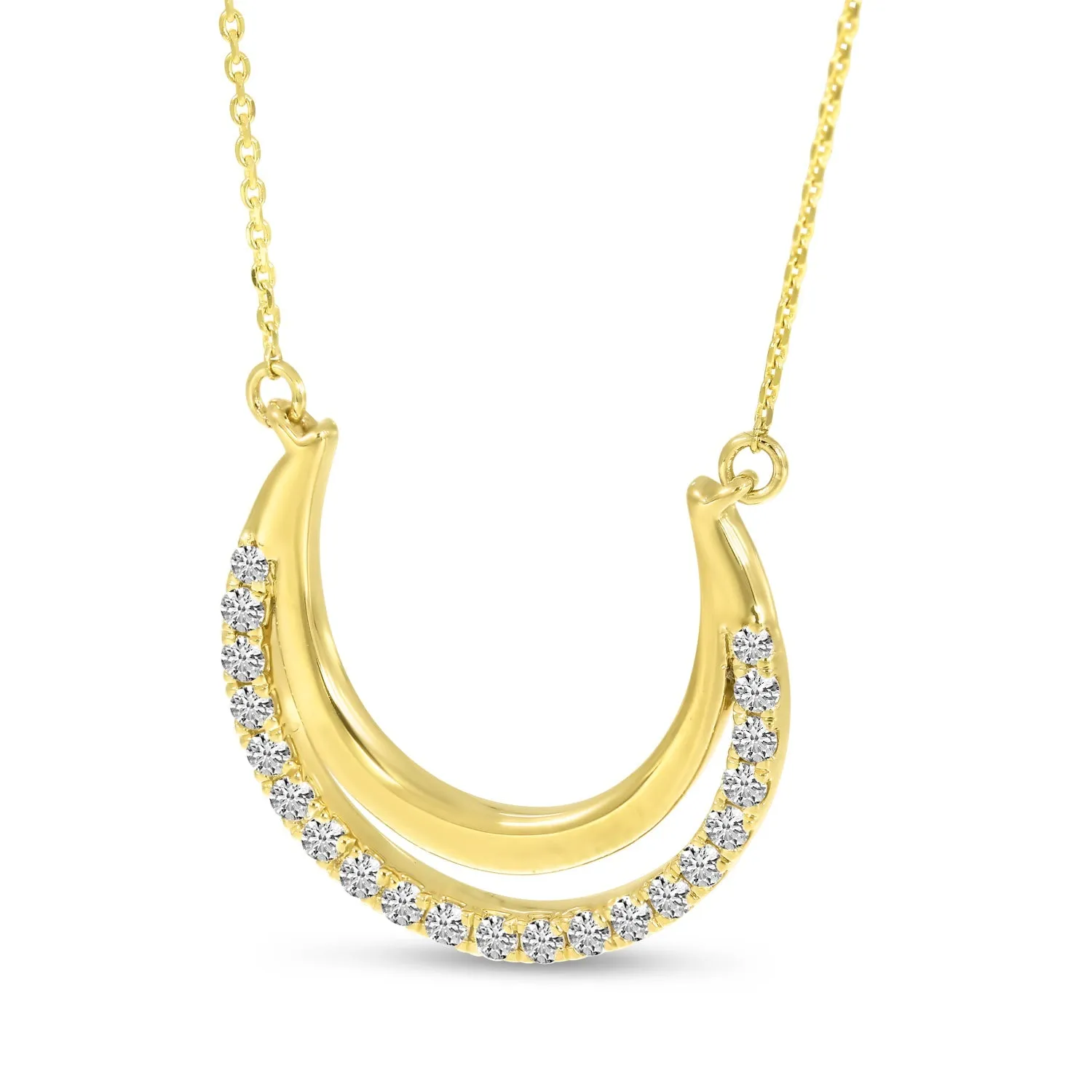 14K Yellow Gold Diamond Arch Necklace