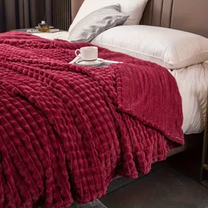 1pc Solid Color Drawstring Flannel Blanket, Soft Warm Plush Throw Pillow Blanket Nap Blanket For Couch Sofa Office Bed Camping Travel, Multifunctional Gift Blanket For All Seasons