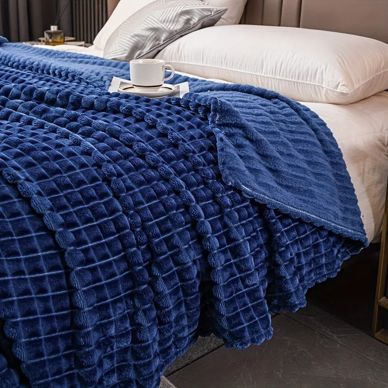 1pc Solid Color Drawstring Flannel Blanket, Soft Warm Plush Throw Pillow Blanket Nap Blanket For Couch Sofa Office Bed Camping Travel, Multifunctional Gift Blanket For All Seasons