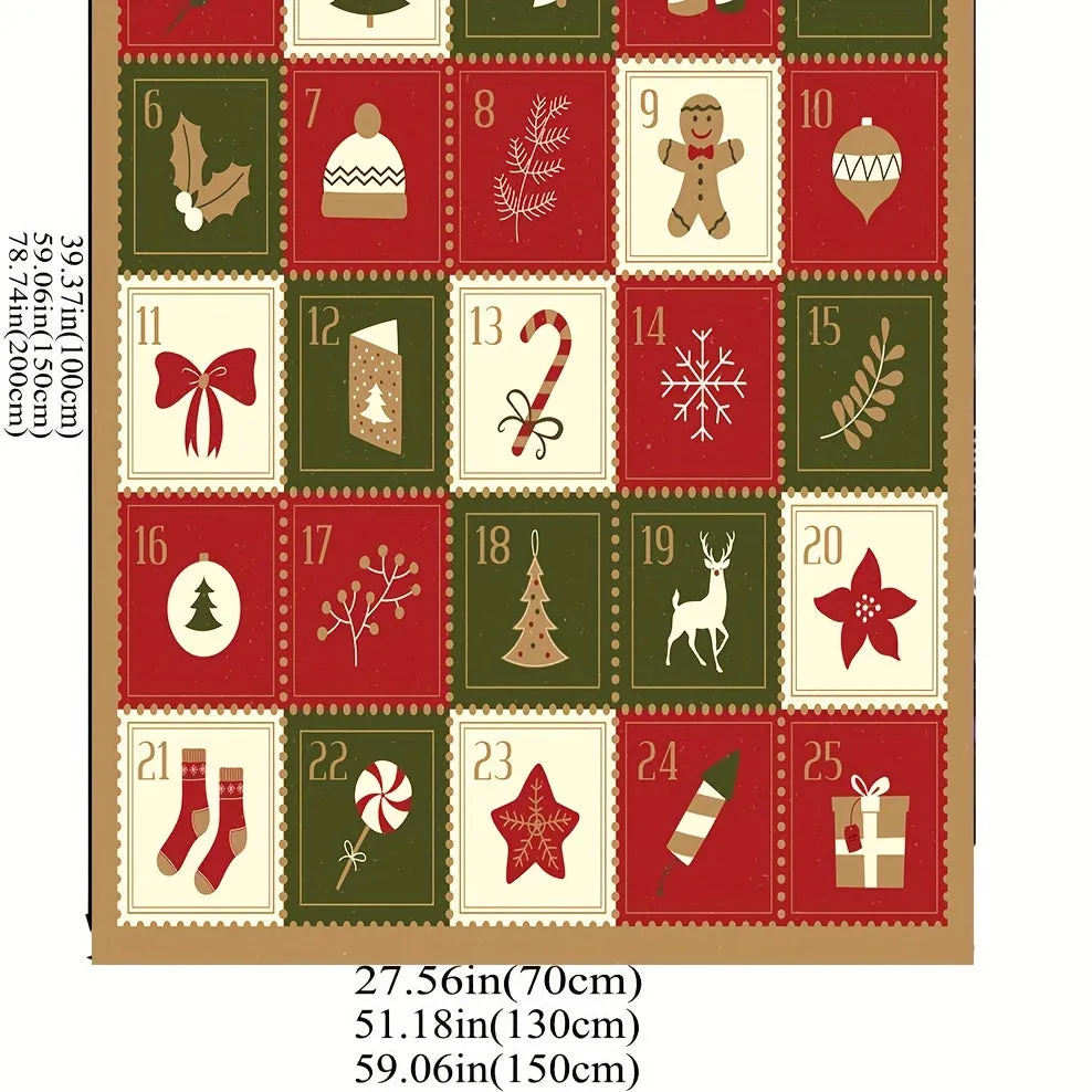 1pc Vintage Christmas Print Blanket, Flannel Blanket, Soft Warm Throw Blanket Nap Blanket For Couch Sofa Office Bed Camping Travel, Multi-purpose Gift Blanket For All Season