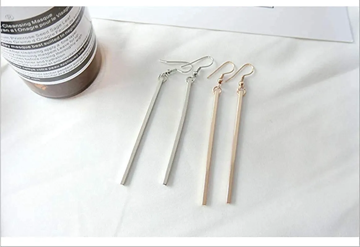 2Pcs Circle Y-shaped Pendant Necklace Bar Earrings Set