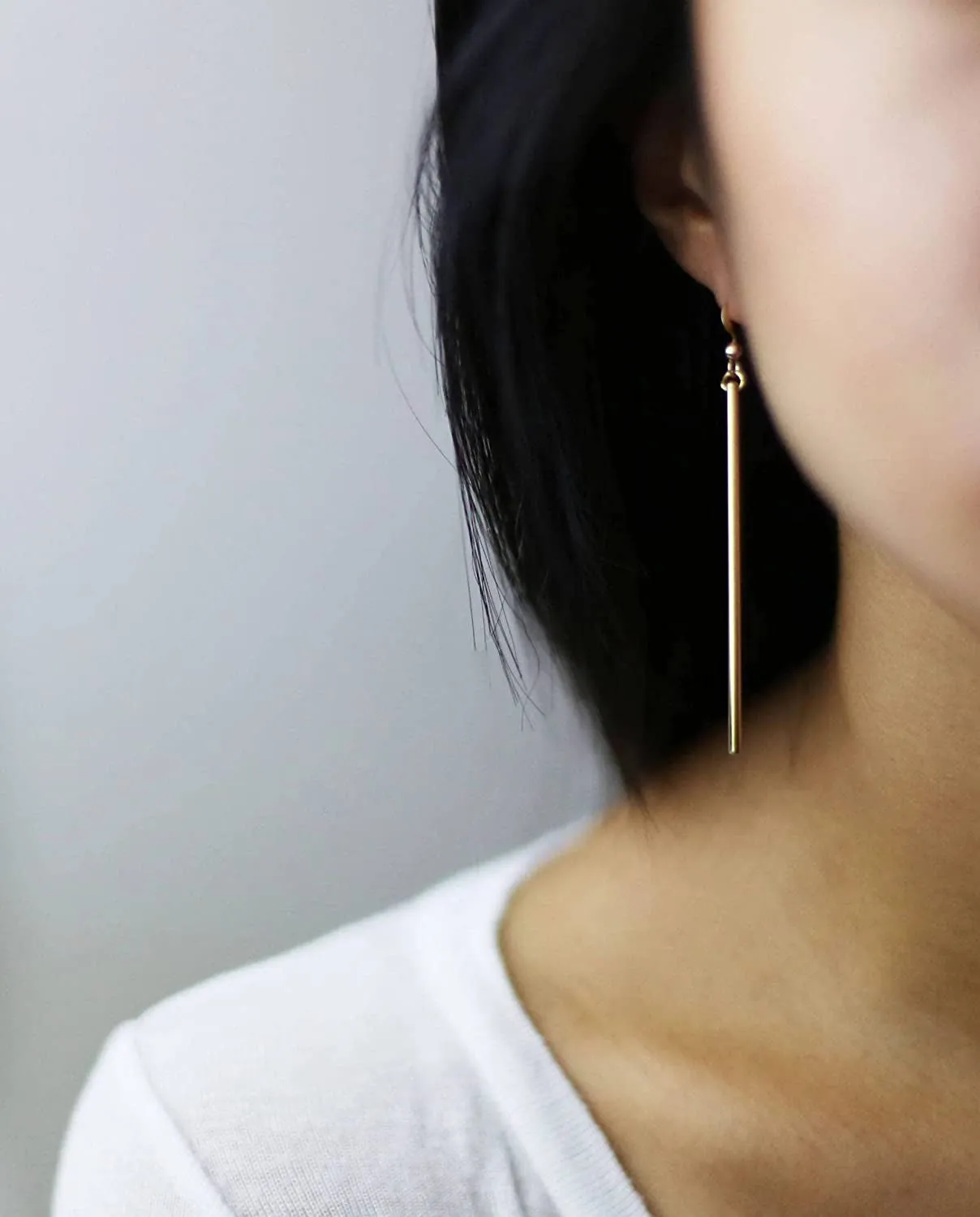 2Pcs Circle Y-shaped Pendant Necklace Bar Earrings Set