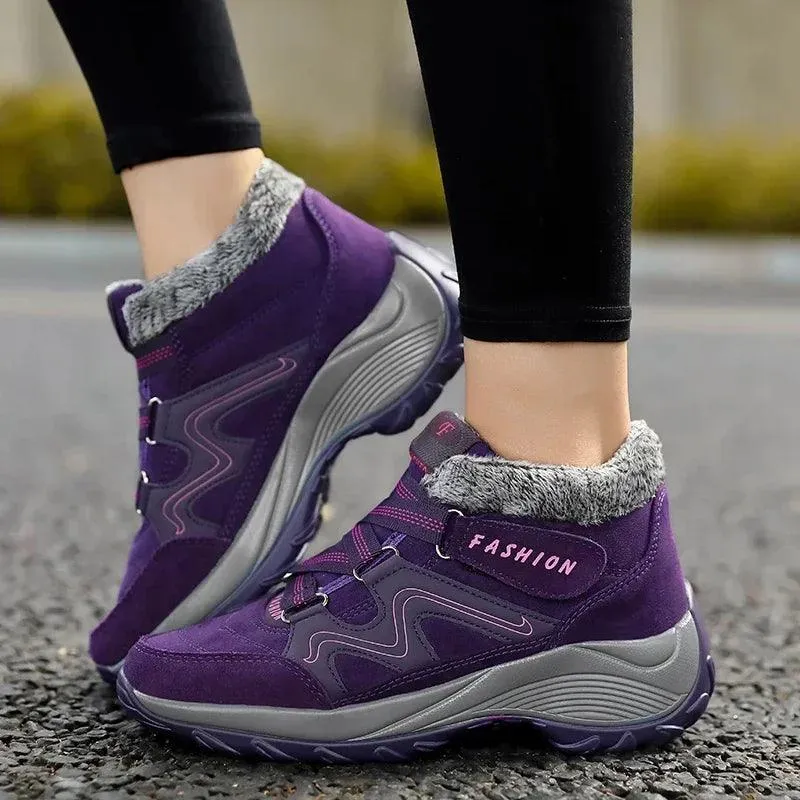 Ankle Boots Winter Plush Fashion Wedge Waterproof Women's Casual Shoes