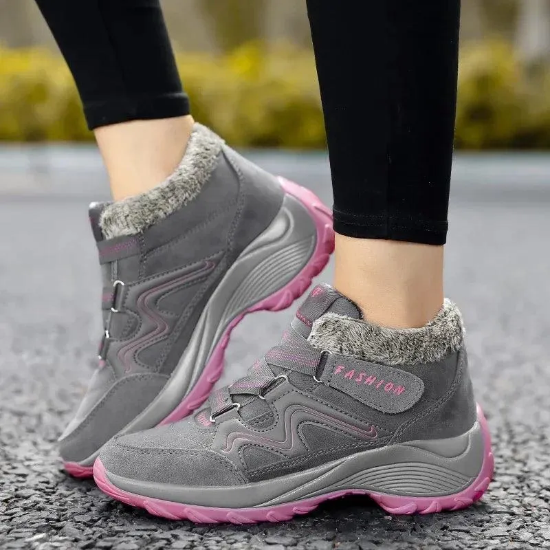 Ankle Boots Winter Plush Fashion Wedge Waterproof Women's Casual Shoes