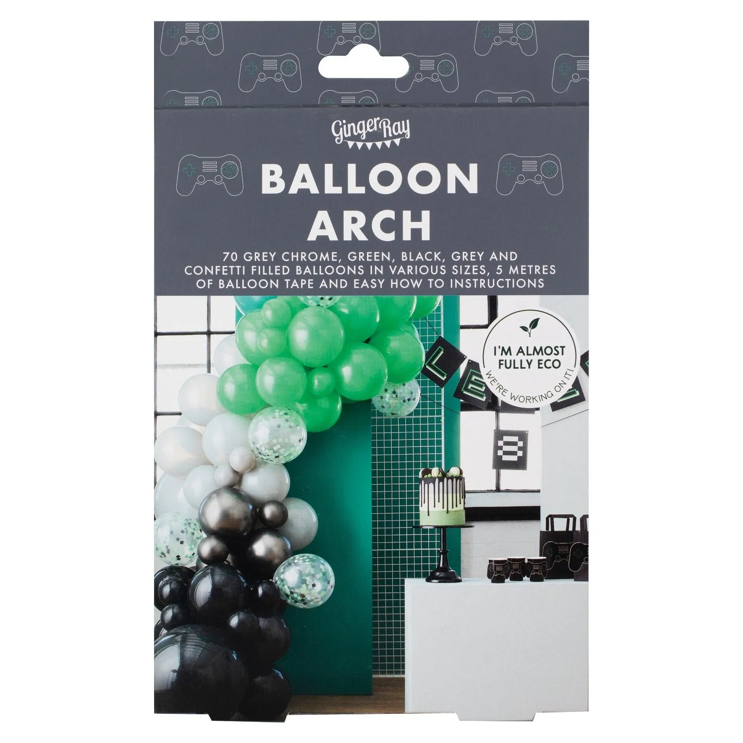 BLACK & GREEN VIDEO GAME BALLOON ARCH KIT