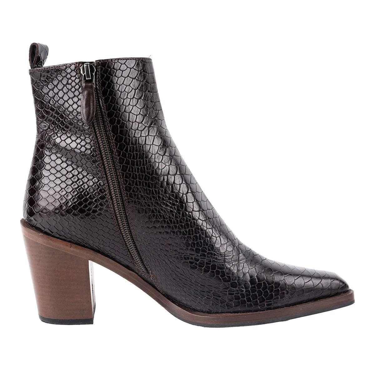 Bruno Premi Ankle Boots Phython Embossed Leather Brown Colour For Women