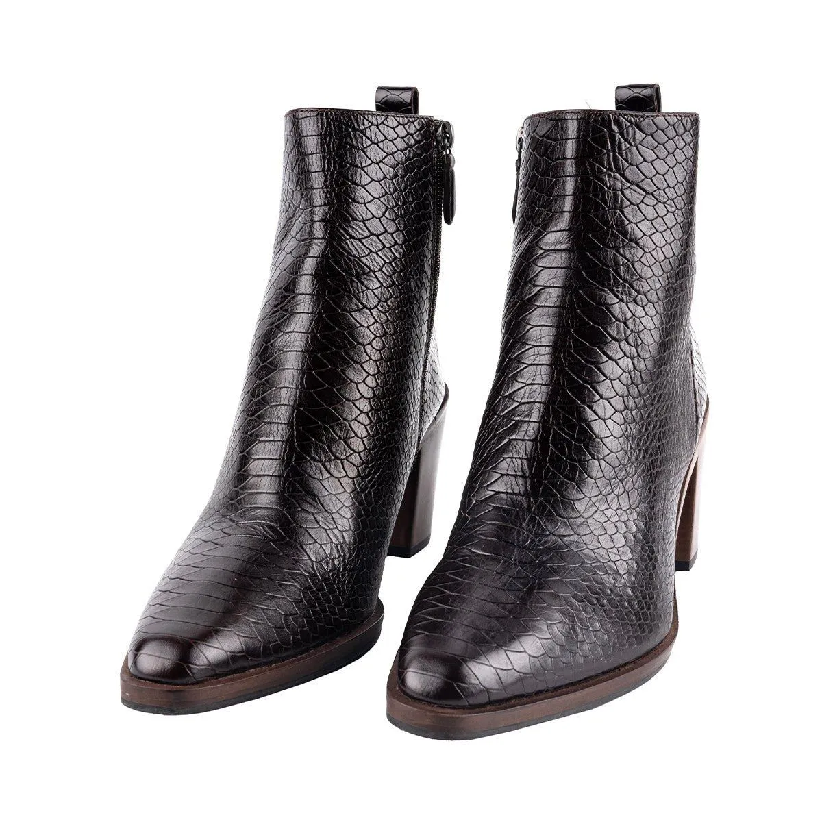 Bruno Premi Ankle Boots Phython Embossed Leather Brown Colour For Women