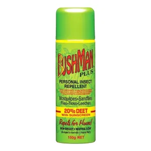Bushman Plus Aerosal 150Gm 20% Deet With Sunscreen