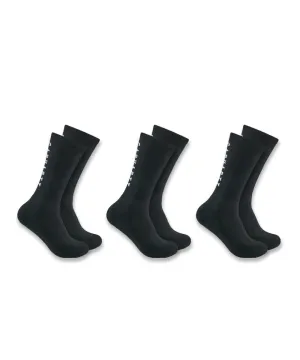 Carhartt Force Midweight Logo Crew Socks 3-Pack - Black