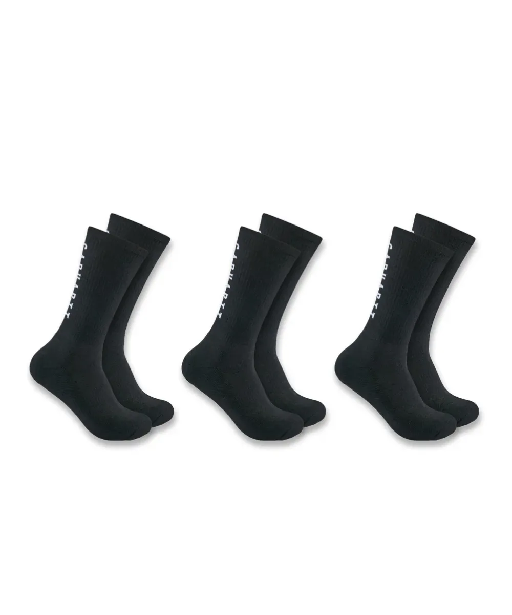 Carhartt Force Midweight Logo Crew Socks 3-Pack - Black