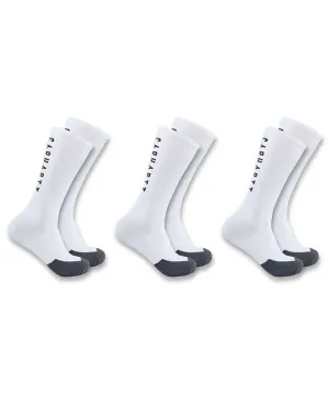 Carhartt Force Midweight Logo Crew Socks 3-Pack - White