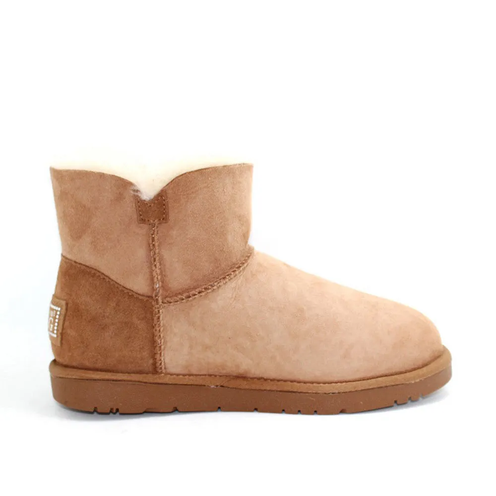 Crystal Button Short Ugg Boot - Chestnut