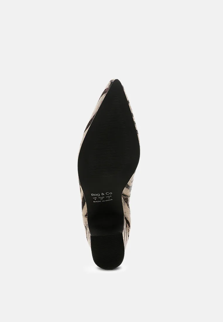 ELISSA Zebra Print Ankle Boots