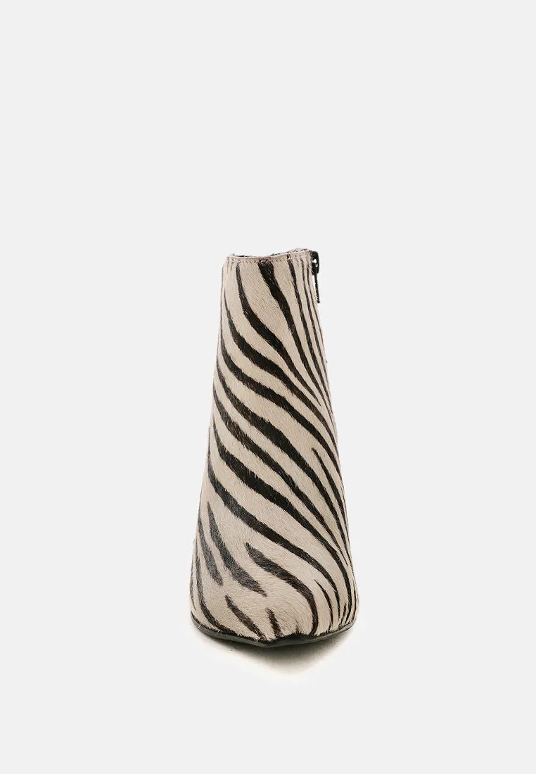 ELISSA Zebra Print Ankle Boots