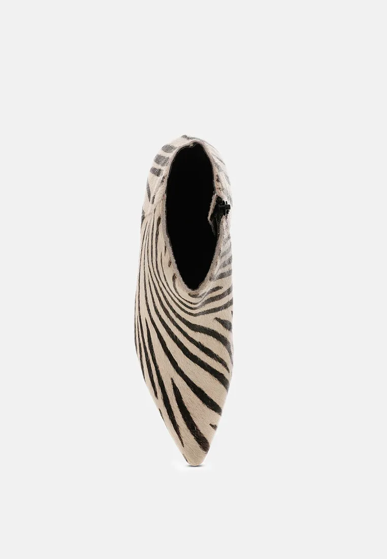 ELISSA Zebra Print Ankle Boots