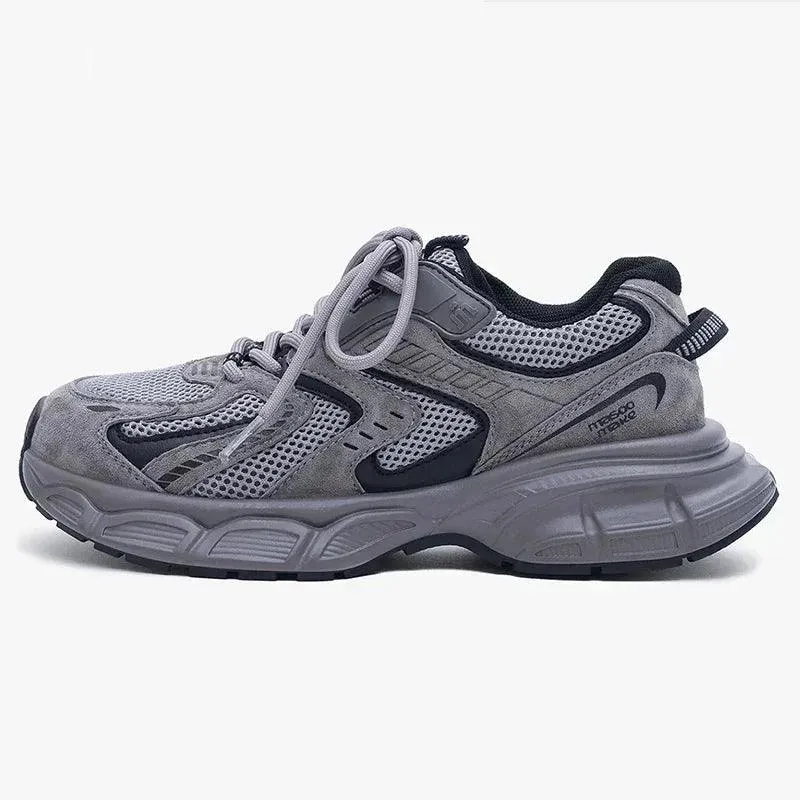 F16 Women's Casual Shoes - Leather Chunky Sneakers With Thick Bottom