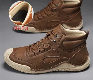 Fashion Comfortable  Microfiber Leather Men Boots Winter Warm Fur Boots Handmade Designer Ankle Boots Size 38-46