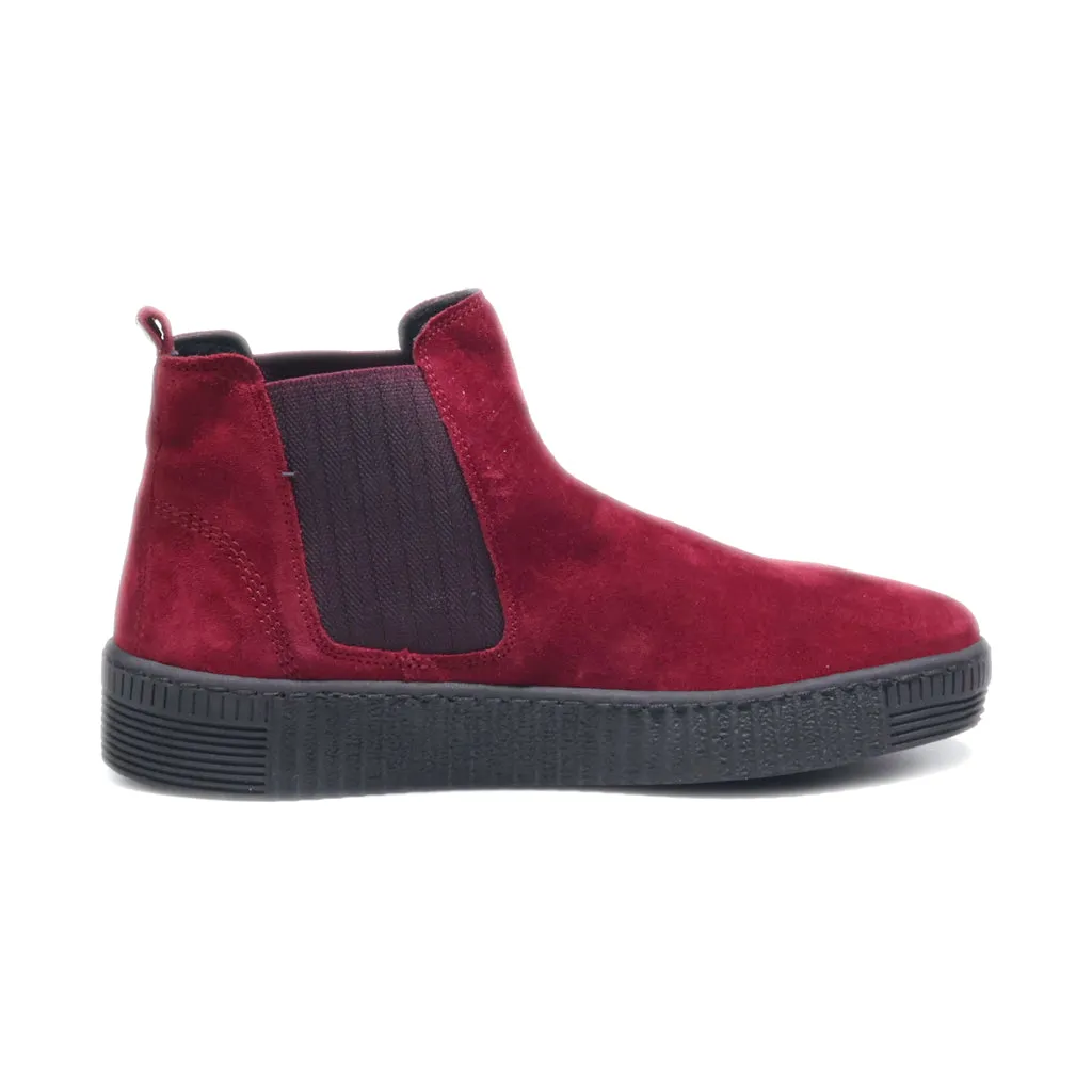 Gabor Ankle Boots Suede Maroon Colour For Women