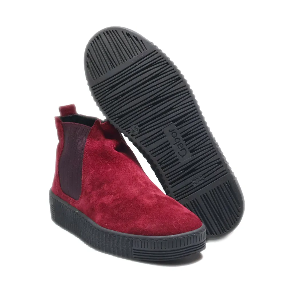 Gabor Ankle Boots Suede Maroon Colour For Women