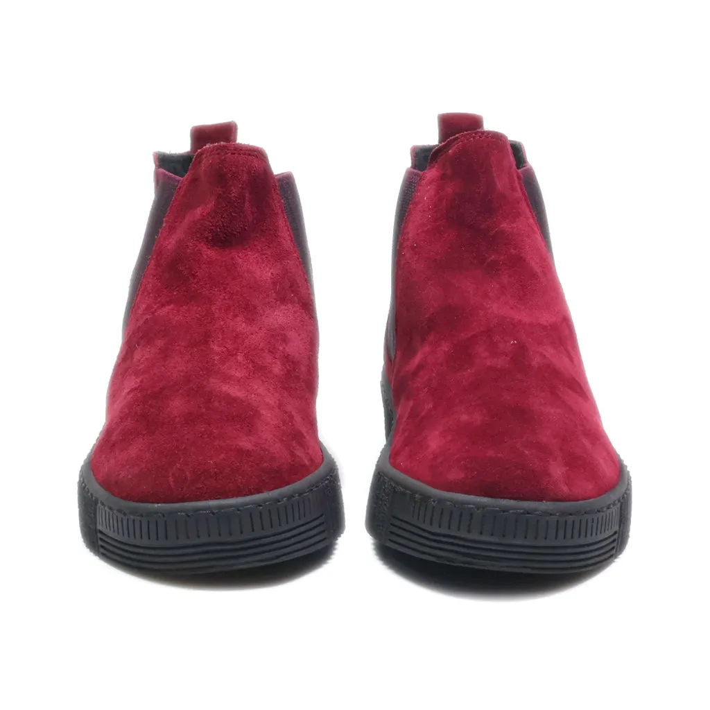 Gabor Ankle Boots Suede Maroon Colour For Women