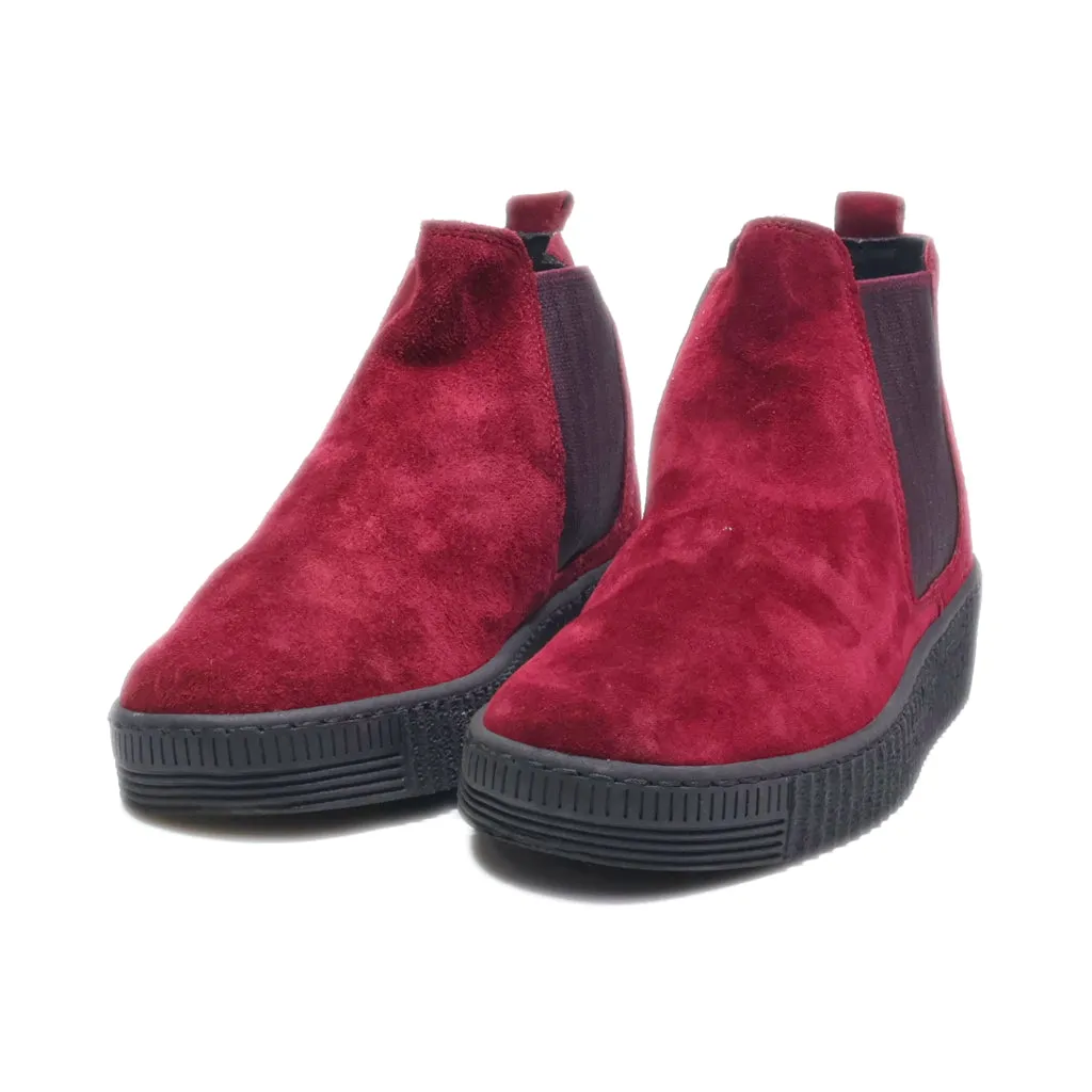 Gabor Ankle Boots Suede Maroon Colour For Women