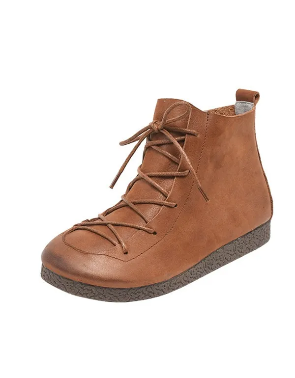 Handmade Leather Women's Retro Flat Boots