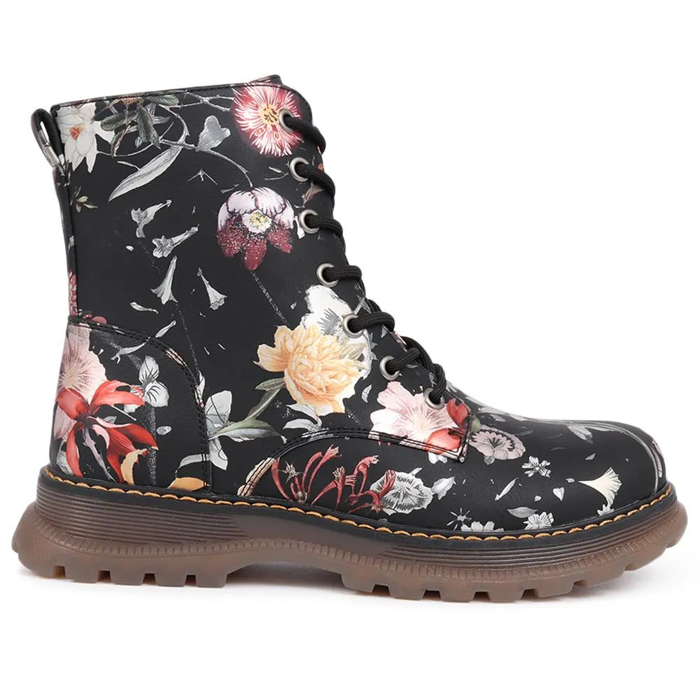Lace-Up Floral Boots  - PINYI40011 / 326 033
