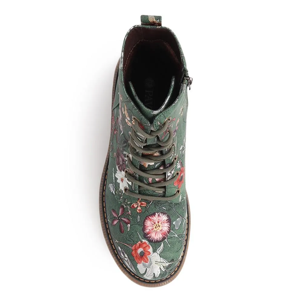 Lace-Up Floral Boots  - PINYI40011 / 326 033