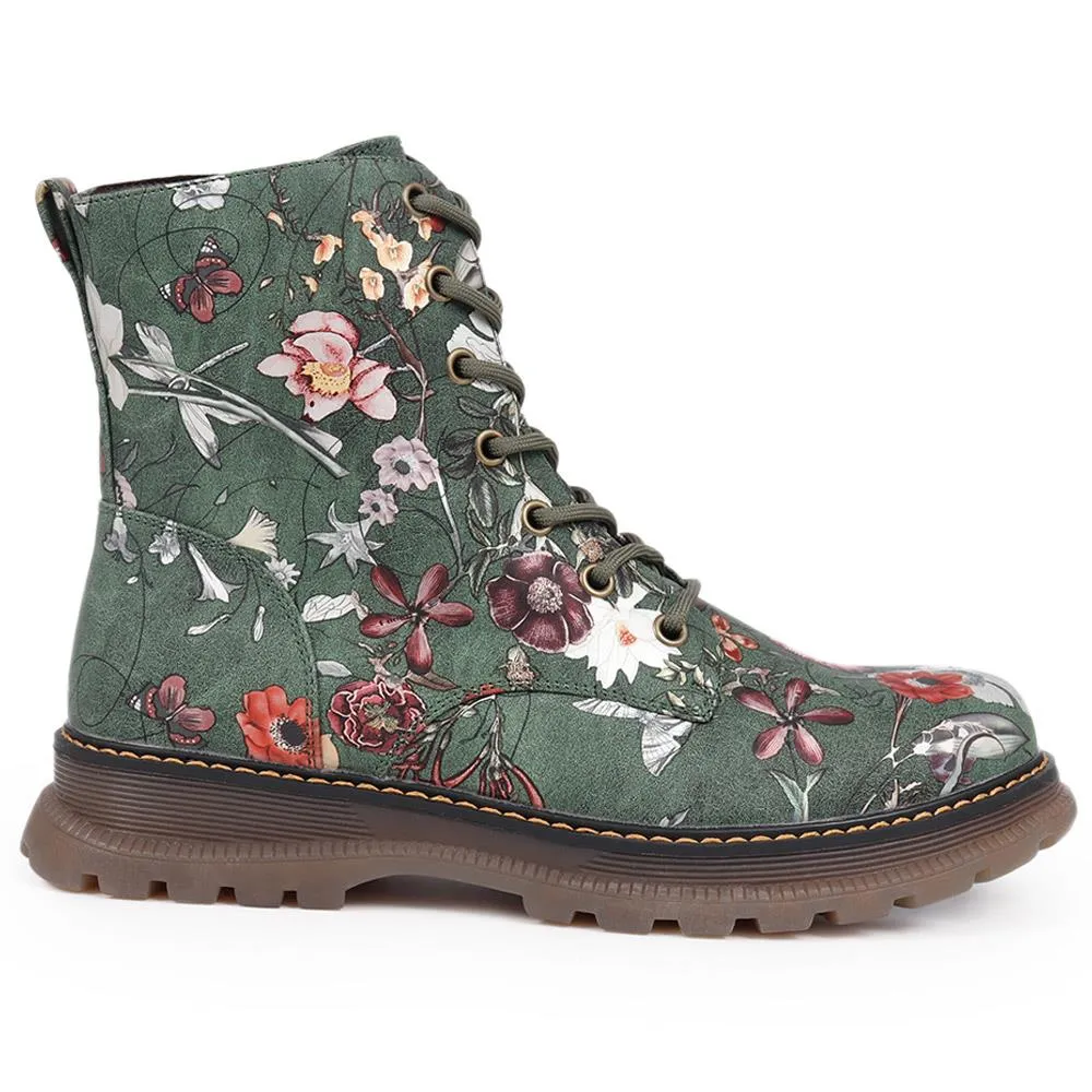 Lace-Up Floral Boots  - PINYI40011 / 326 033