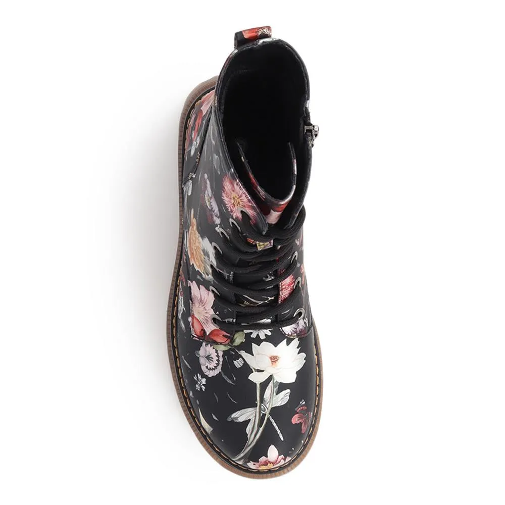 Lace-Up Floral Boots  - PINYI40011 / 326 033