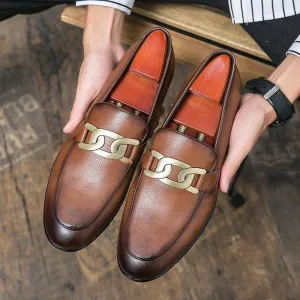 Leather Flat Formal Loafers - Men's Casual Shoes WC1233
