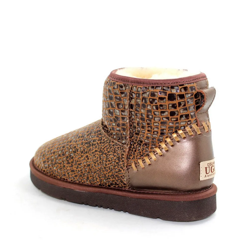 Leather Short Ugg Boot - Stone