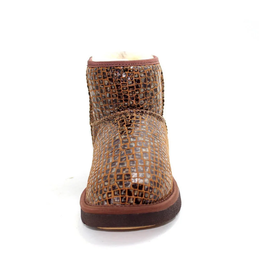 Leather Short Ugg Boot - Stone