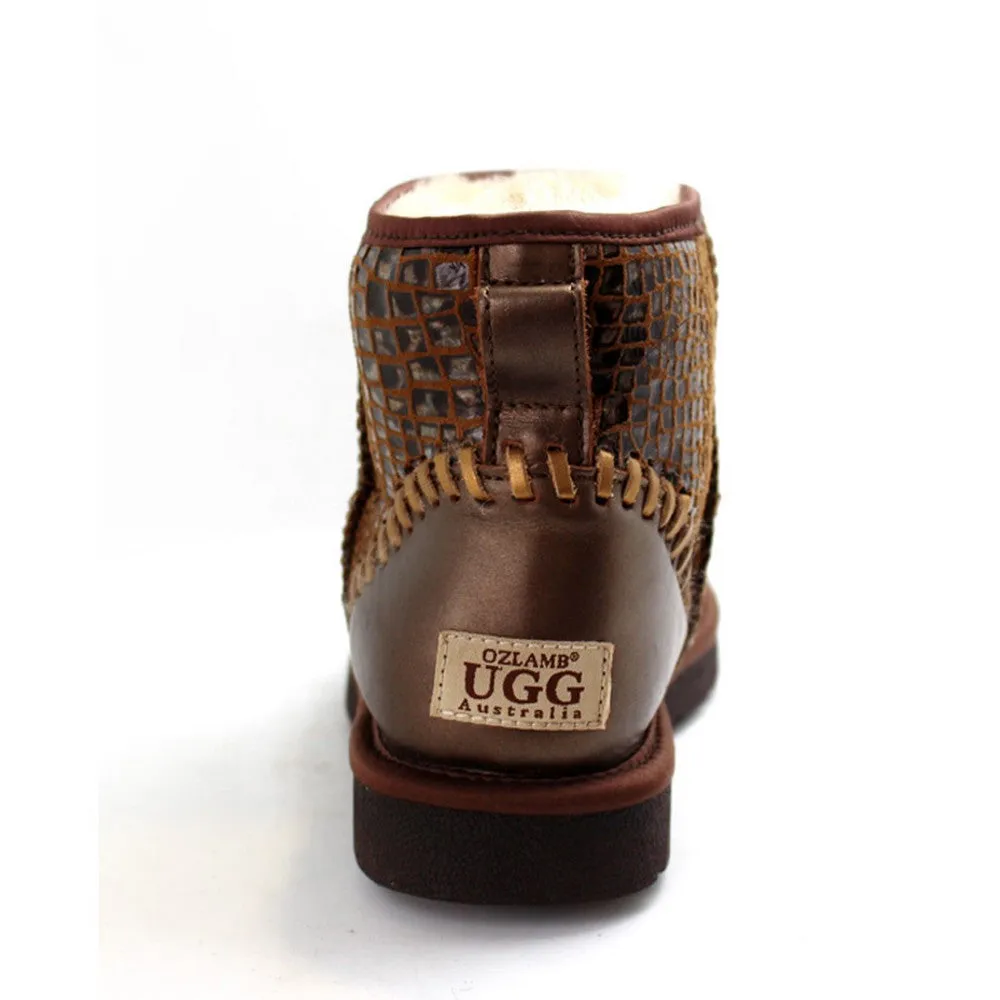 Leather Short Ugg Boot - Stone