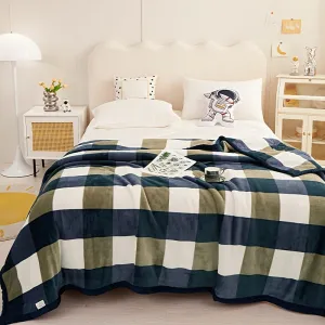 Luxurious Blue Plaid Flannel Throw Blanket - Soft & Cozy For All Seasons, Perfect For Naps, Sofa, Office, Bed, Car, Camping | Versatile Home Decor Pillows For Outdoor Furniture Cozy Blanket