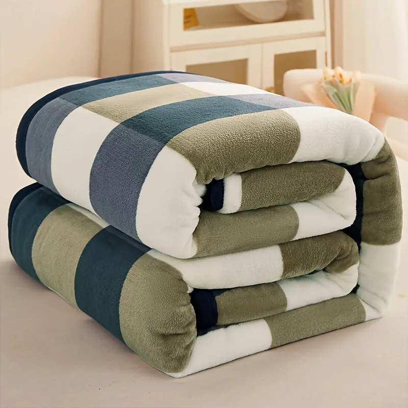 Luxurious Blue Plaid Flannel Throw Blanket - Soft & Cozy For All Seasons, Perfect For Naps, Sofa, Office, Bed, Car, Camping | Versatile Home Decor Pillows For Outdoor Furniture Cozy Blanket