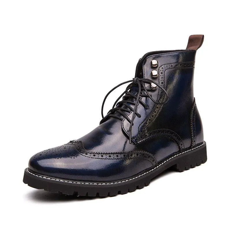 Men's Casual Shoes Leather Ankle Boots Motorcycle Fashion Rivet Boots #1537