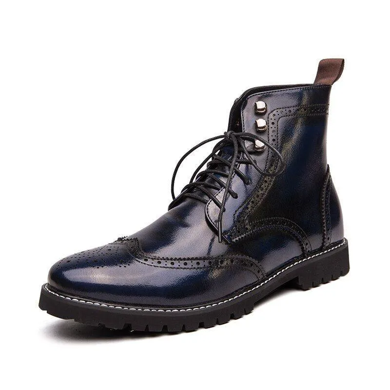Men's Casual Shoes Leather Ankle Boots Motorcycle Fashion Rivet Boots #1537
