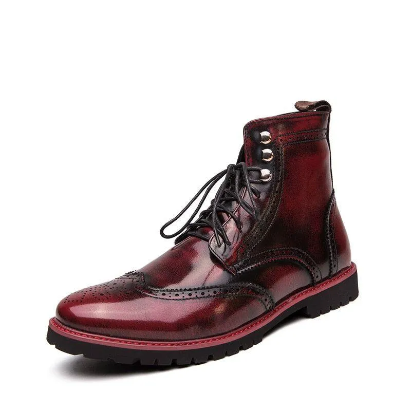 Men's Casual Shoes Leather Ankle Boots Motorcycle Fashion Rivet Boots #1537