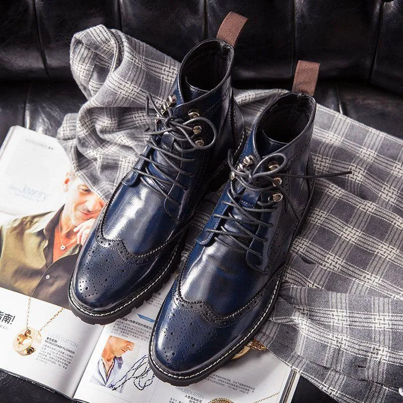 Men's Casual Shoes Leather Ankle Boots Motorcycle Fashion Rivet Boots #1537