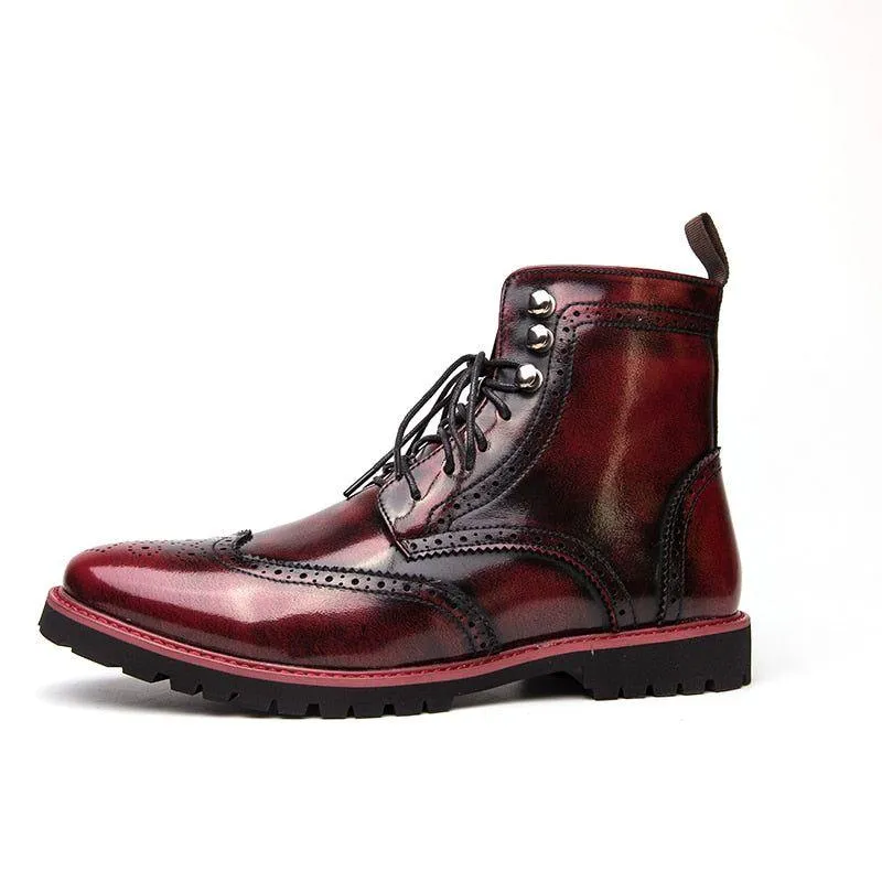 Men's Casual Shoes Leather Ankle Boots Motorcycle Fashion Rivet Boots #1537