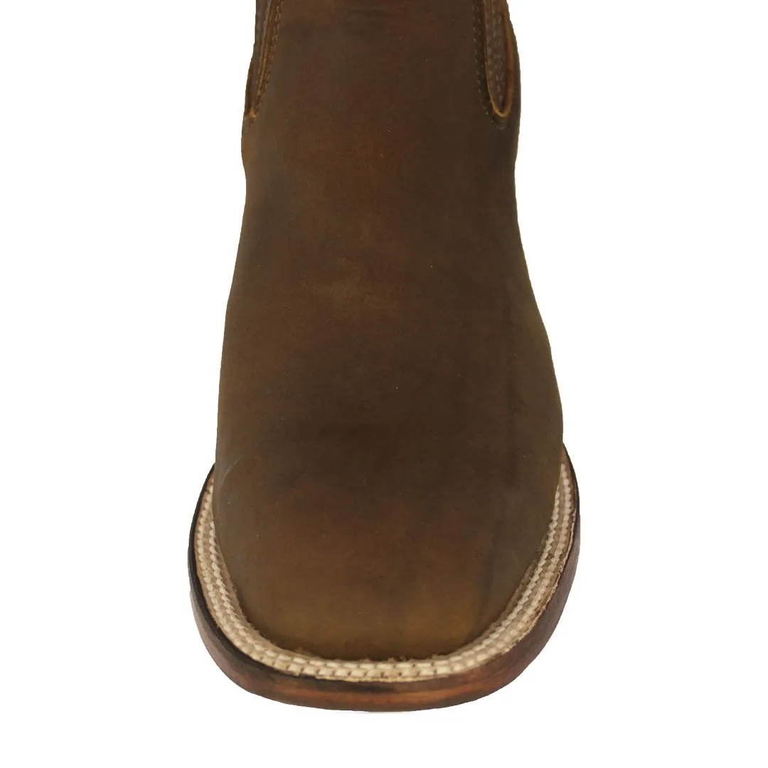 Mens Frances Honey Brown Chelsea Leather Boots - Square Toe