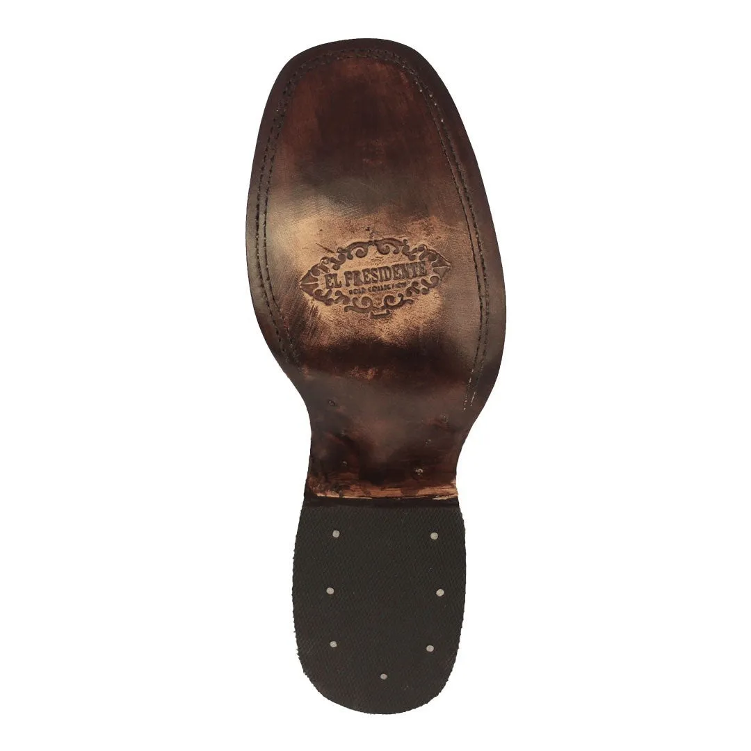 Mens Frances Honey Brown Chelsea Leather Boots - Square Toe