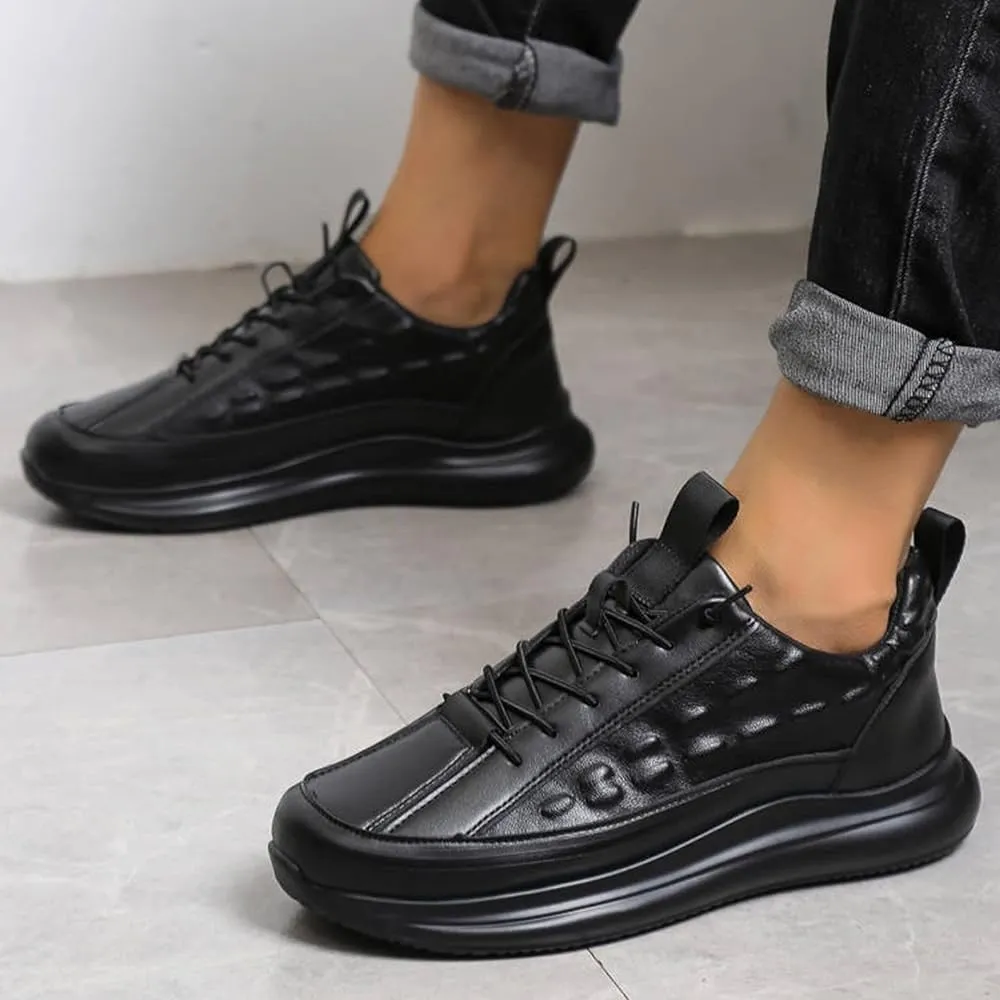Men's Lace Up Non Slip Leather Outdoor Fashion Sneaker CLR-09
