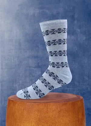 Merino Wool Fairisle Rugby Sock in Denim