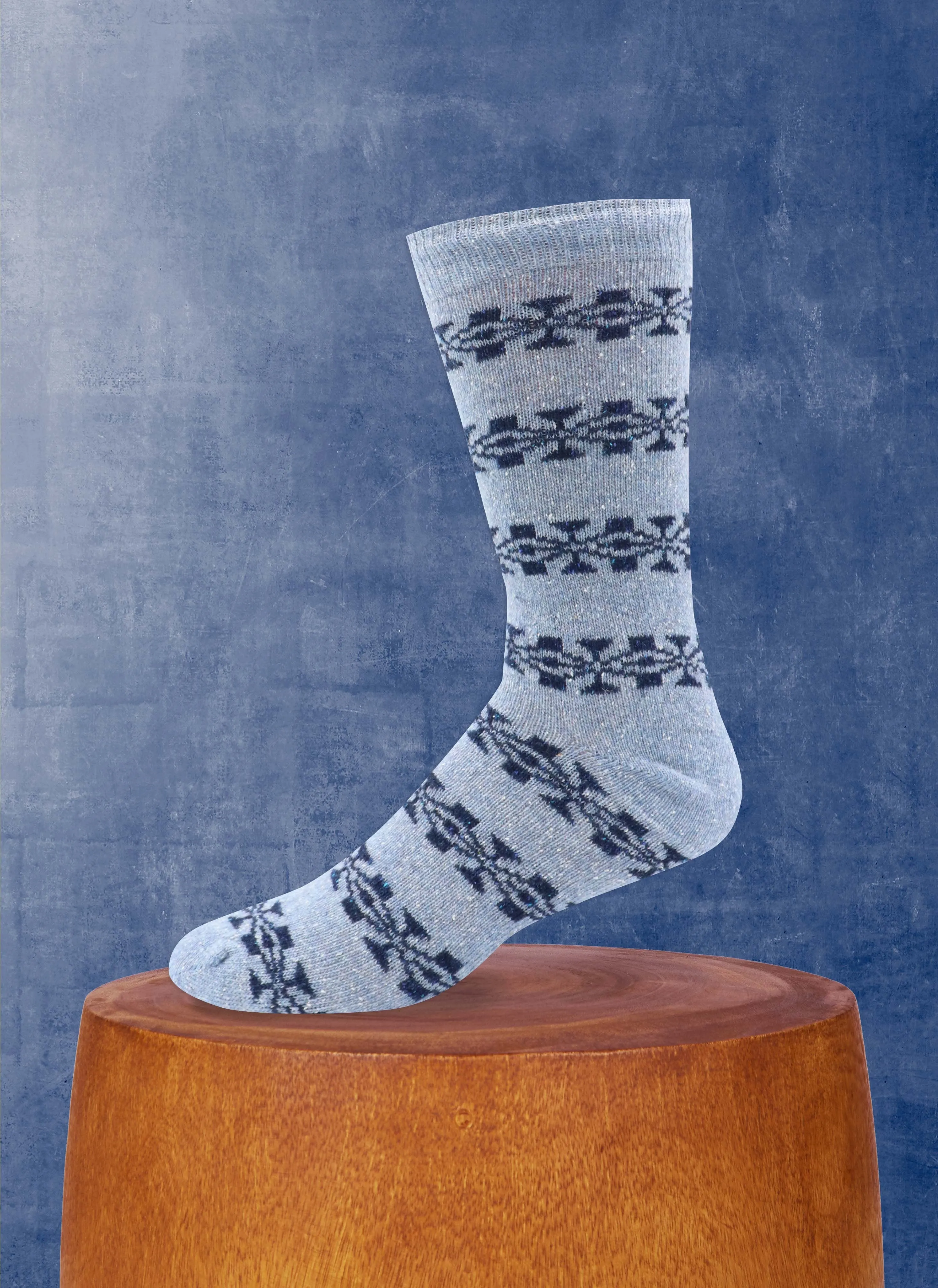 Merino Wool Fairisle Rugby Sock in Denim