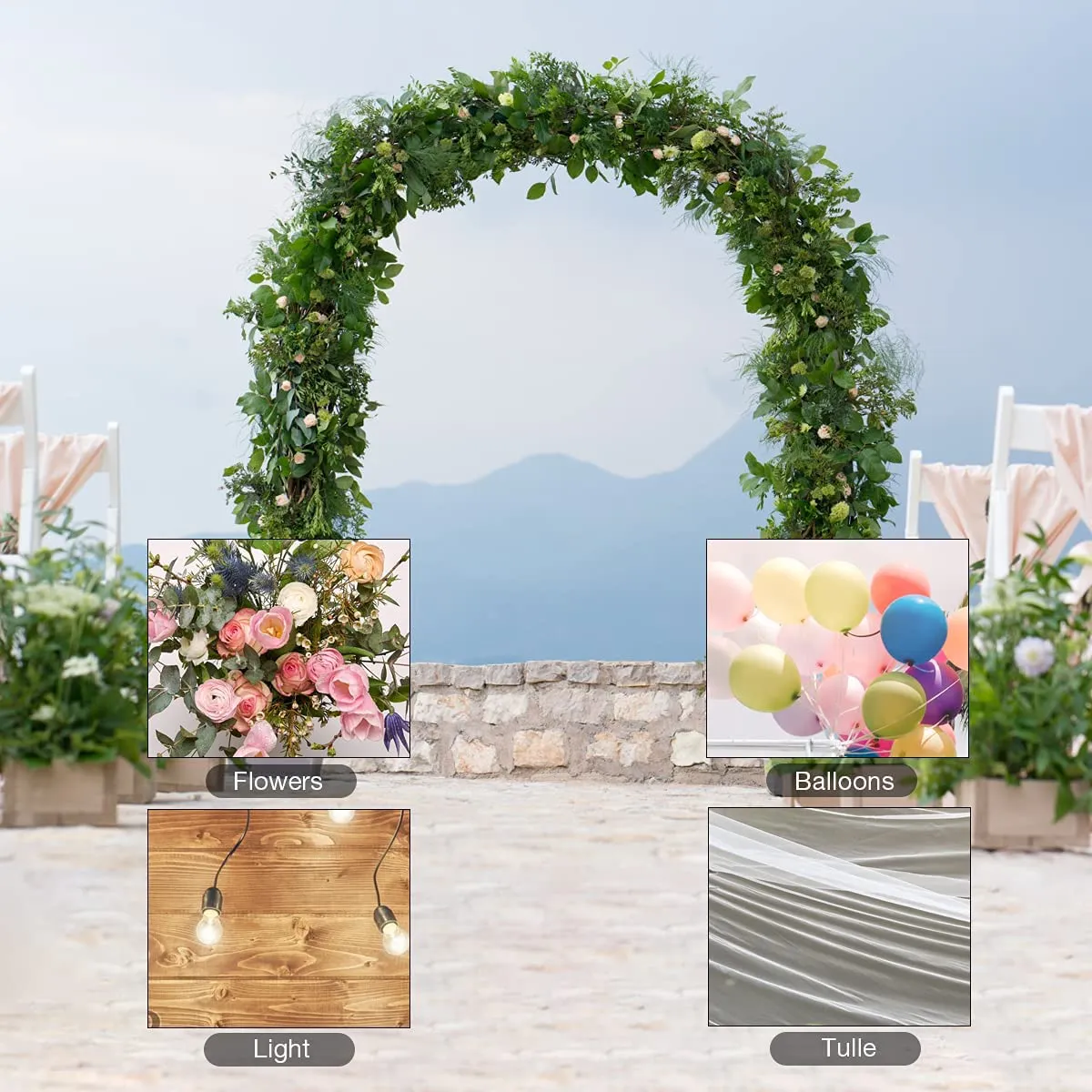 Metal Garden Arbor Wedding Arch Rack Stand with 2 Planting Box