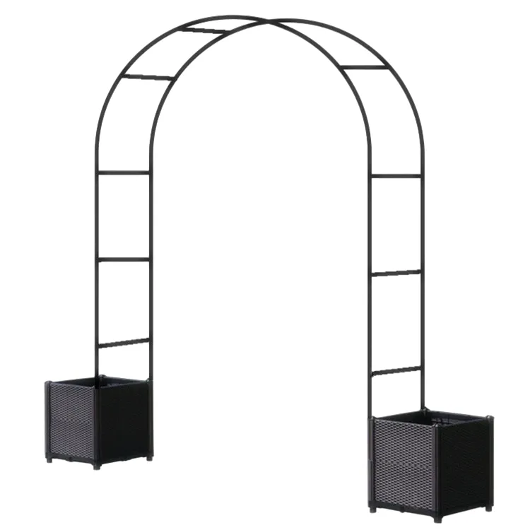 Metal Garden Arbor Wedding Arch Rack Stand with 2 Planting Box