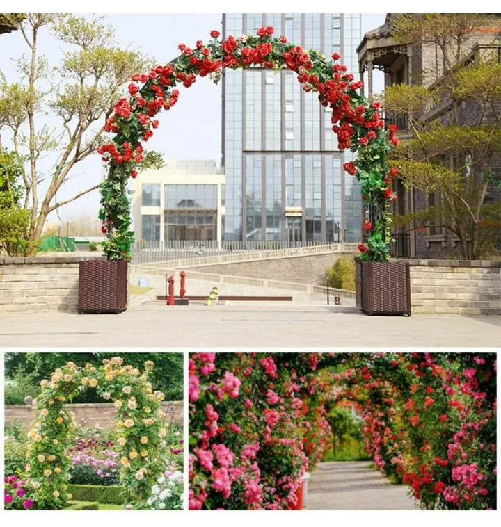 Metal Garden Arbor Wedding Arch Rack Stand with 2 Planting Box