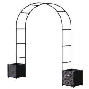 Metal Garden Arbor Wedding Arch Rack Stand with 2 Planting Box